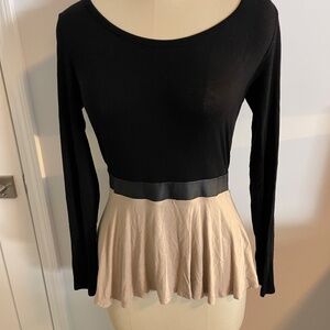 International Concepts- INC- Black Top & Tan Flare Bottom- & Faux Leather Band-S